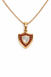 Aggie Shield™ Diamond Garnet 14K Yellow Gold Pendant